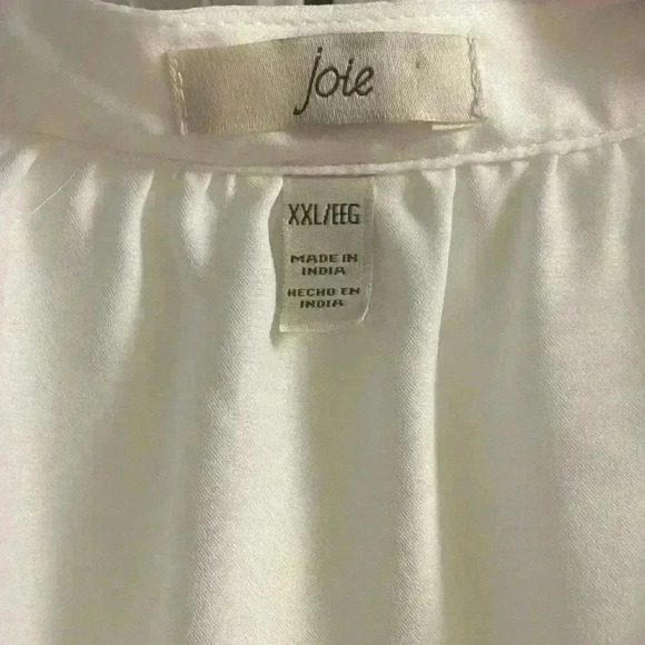 Joie blouse button front white scallop edge short sleeves XXL NWT - Picture 8 of 8